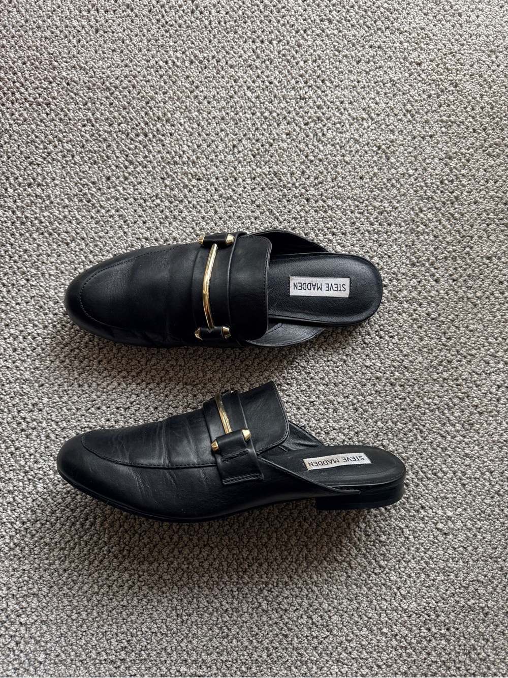 Steve Madden Black Leather Slip-Ons
